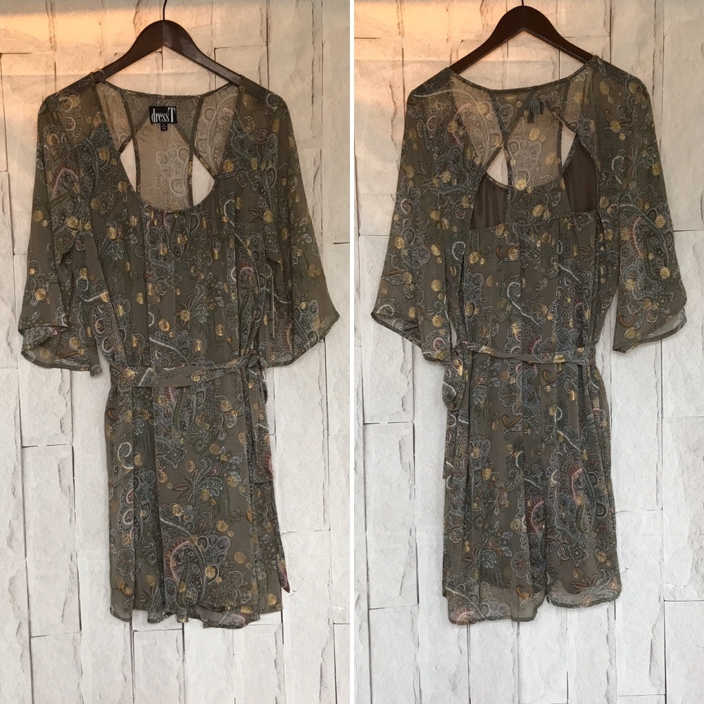 NWT dressT | XL | Taupe Print Chiffon Dress